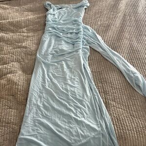 Bardot Light Blue Ruched Maxi Dress